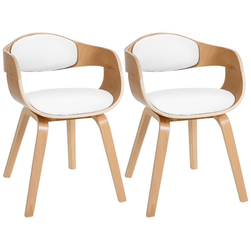 Lot de 2 chaises Kingston simili cuir naturel/blanc