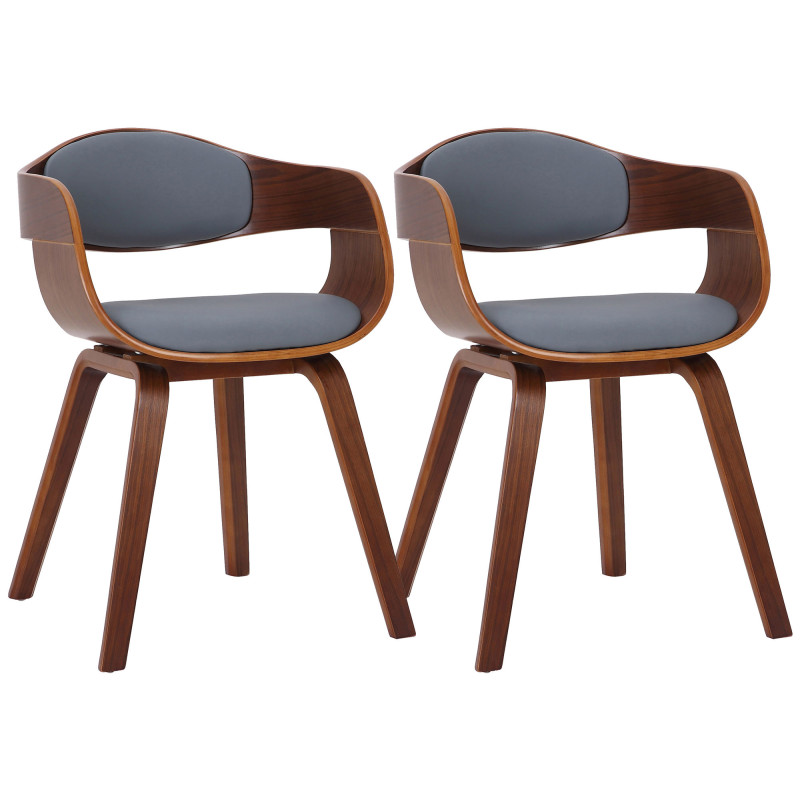 Lot de 2 chaises Kingston simili cuir noyer/gris