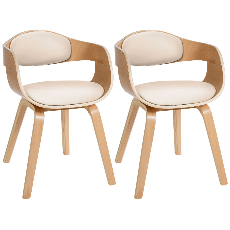 Lot de 2 chaises Kingston simili cuir nature/crème