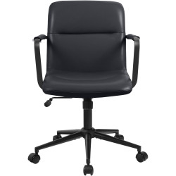 Fauteuil de bureau Hilda, cuir véritable, noir