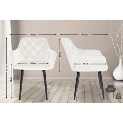Chaise de salle à manger en velours Stanley crème