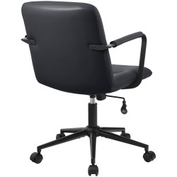 Fauteuil de bureau Hilda, cuir véritable, noir