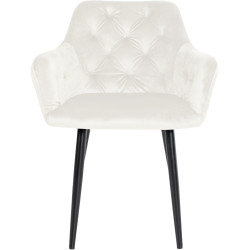 Chaise de salle à manger en velours Stanley crème