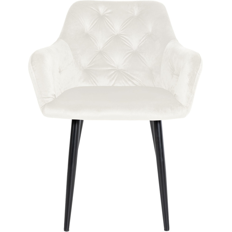 Chaise de salle à manger en velours Stanley crème