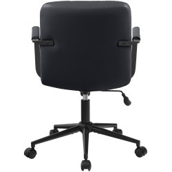 Fauteuil de bureau Hilda, cuir véritable, noir