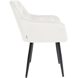 Chaise de salle à manger en velours Stanley crème