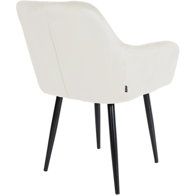 Chaise de salle à manger en velours Stanley crème