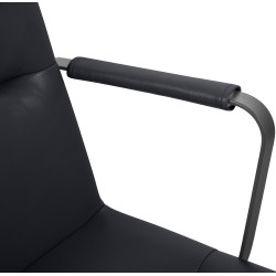 Fauteuil de bureau Hilda, cuir véritable, noir