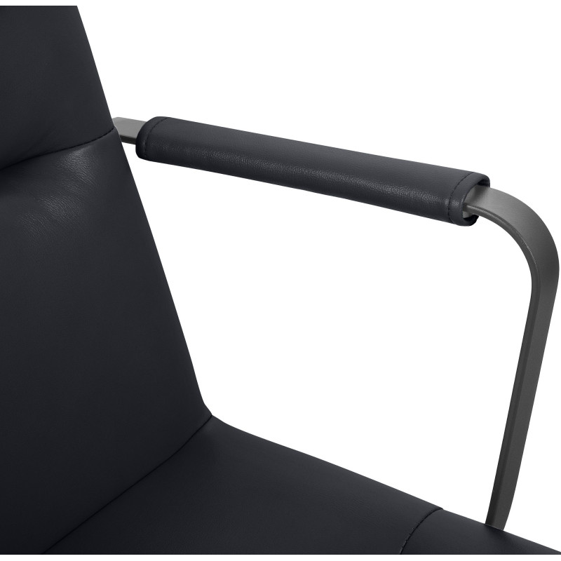 Fauteuil de bureau Hilda, cuir véritable, noir