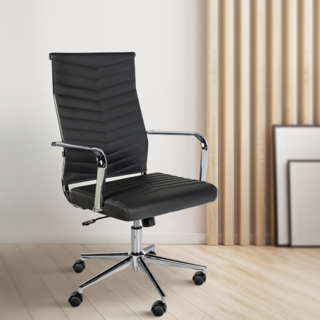 Fauteuil de bureau Canby, similicuir noir