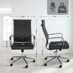 Fauteuil de bureau Canby, similicuir noir