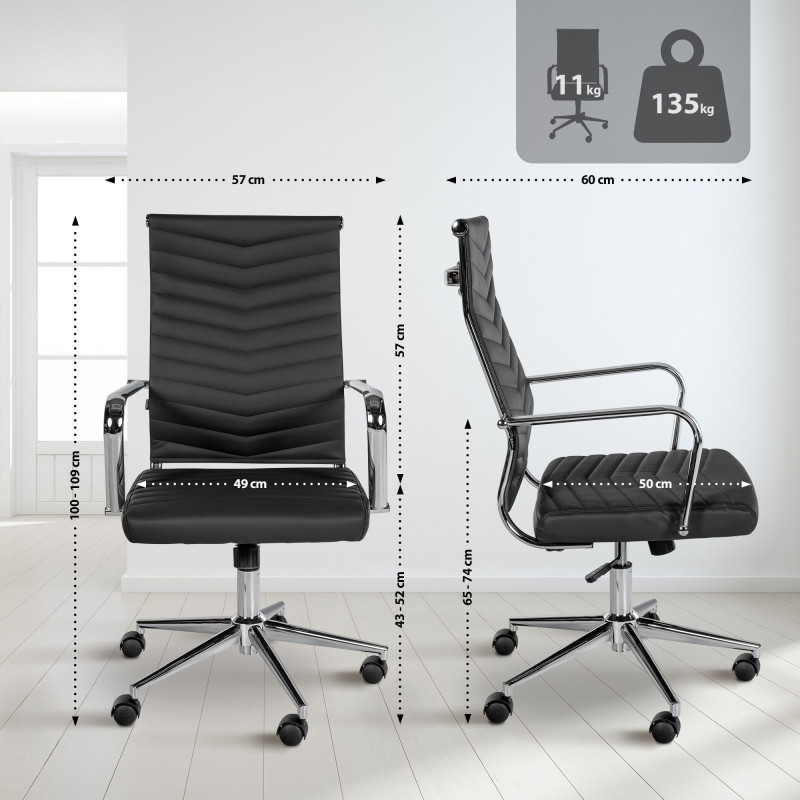 Fauteuil de bureau Canby, similicuir noir