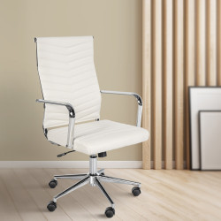 Fauteuil de bureau Canby, similicuir blanc