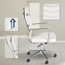 Fauteuil de bureau Canby, similicuir blanc