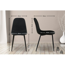 Lot de 4 chaises Giverny tissu noir
