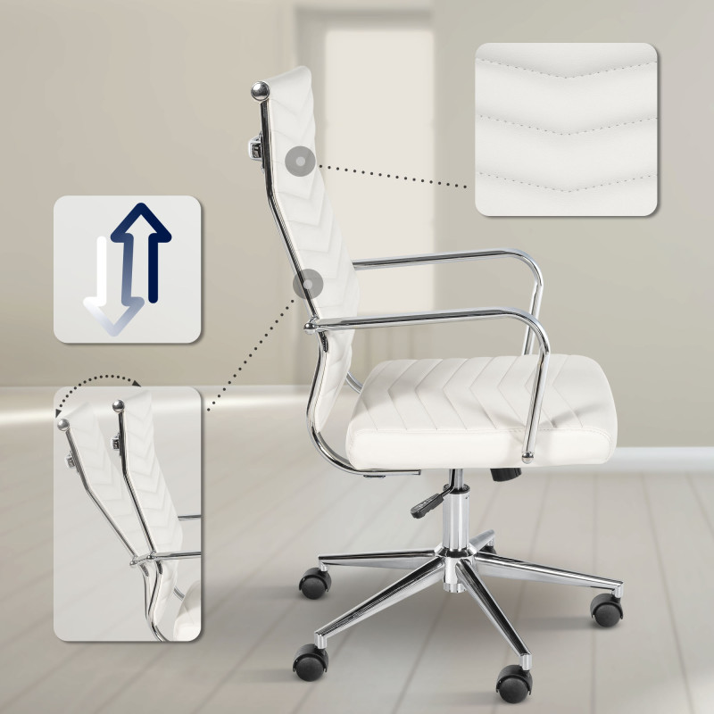 Fauteuil de bureau Canby, similicuir blanc