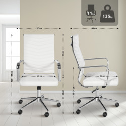 Fauteuil de bureau Canby, similicuir blanc