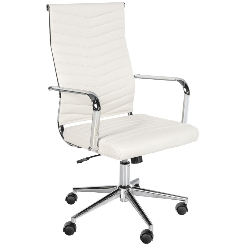 Fauteuil de bureau Canby, similicuir blanc