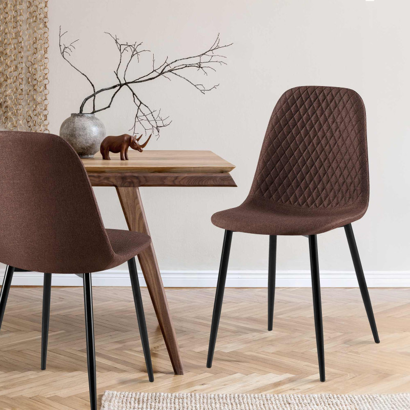 Lot de 4 chaises Giverny tissu brun
