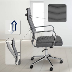 Fauteuil de bureau Canby, similicuir gris