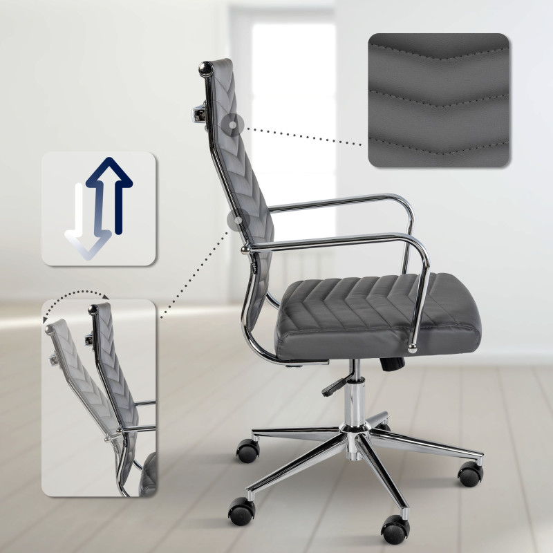 Fauteuil de bureau Canby, similicuir gris