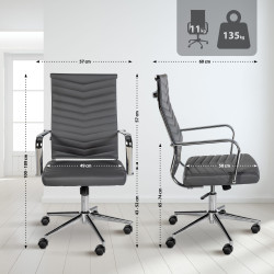 Fauteuil de bureau Canby, similicuir gris