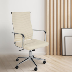 Chaise de bureau Canby, similicuir, cr?me