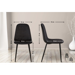 Suite de 4 chaises Giverny en velours noir