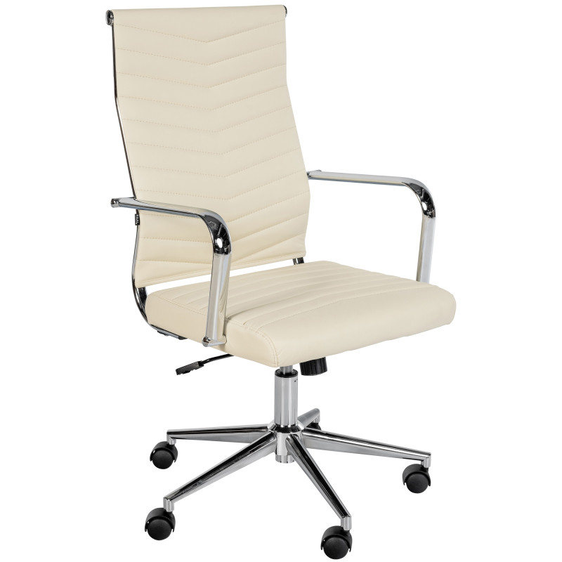 Fauteuil de bureau Canby, similicuir crème