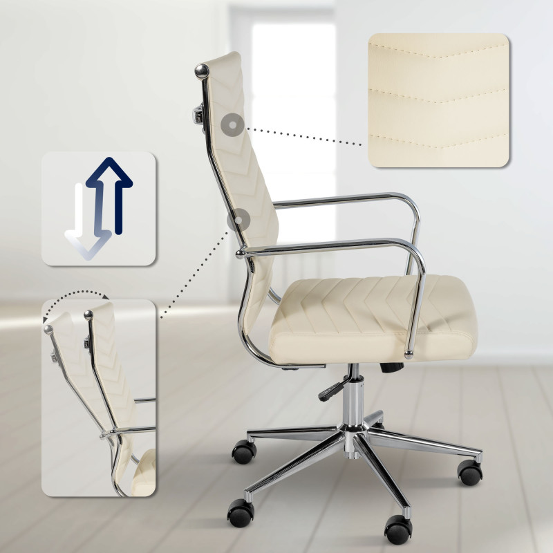 Fauteuil de bureau Canby, similicuir crème