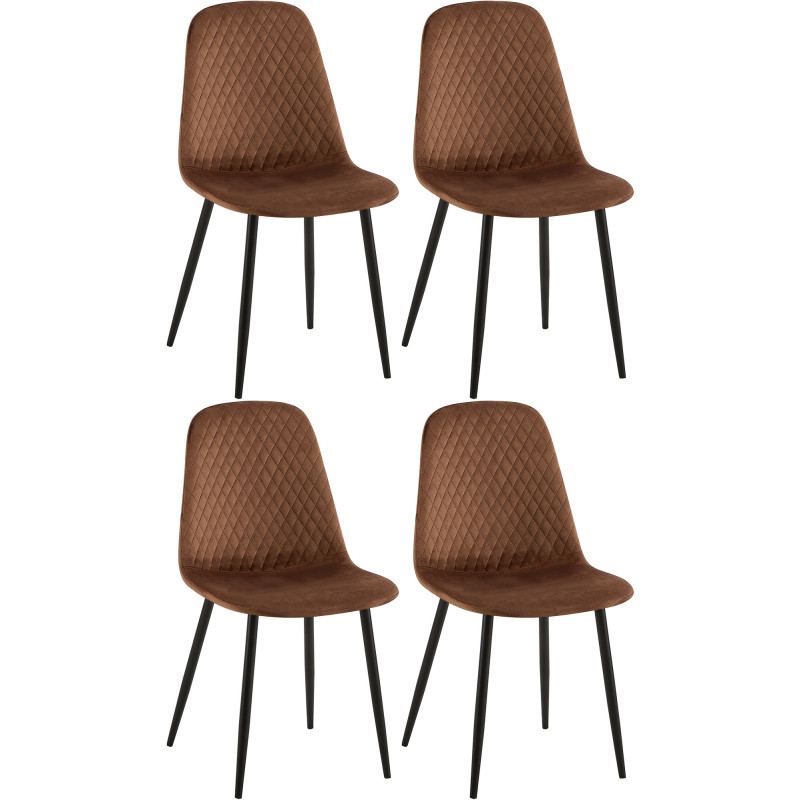 Suite de 4 chaises Giverny en velours brun