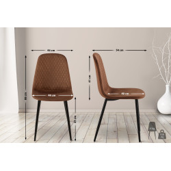 Suite de 4 chaises Giverny en velours brun