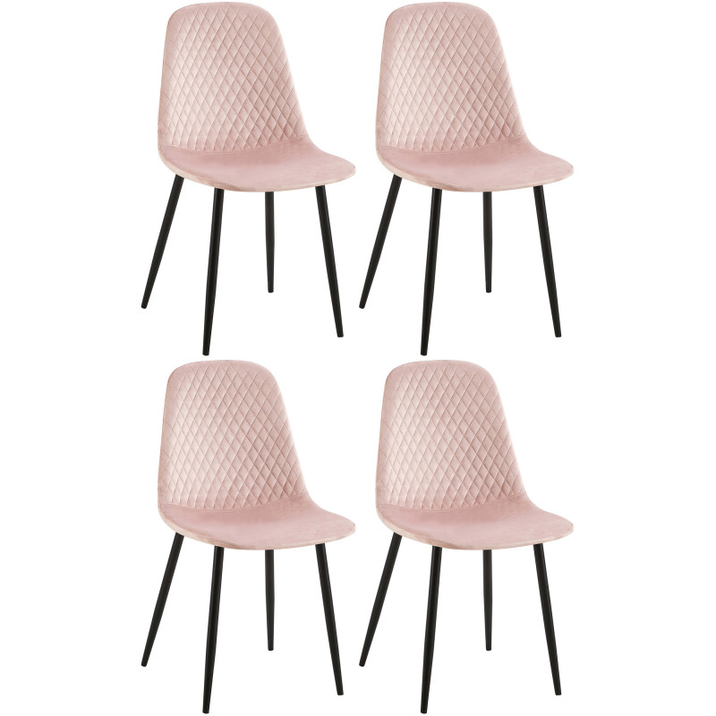 Suite de 4 chaises Giverny en velours rose