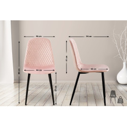 Suite de 4 chaises Giverny en velours rose