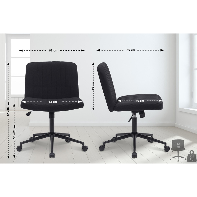 Fauteuil de bureau Kingman en tissu noir