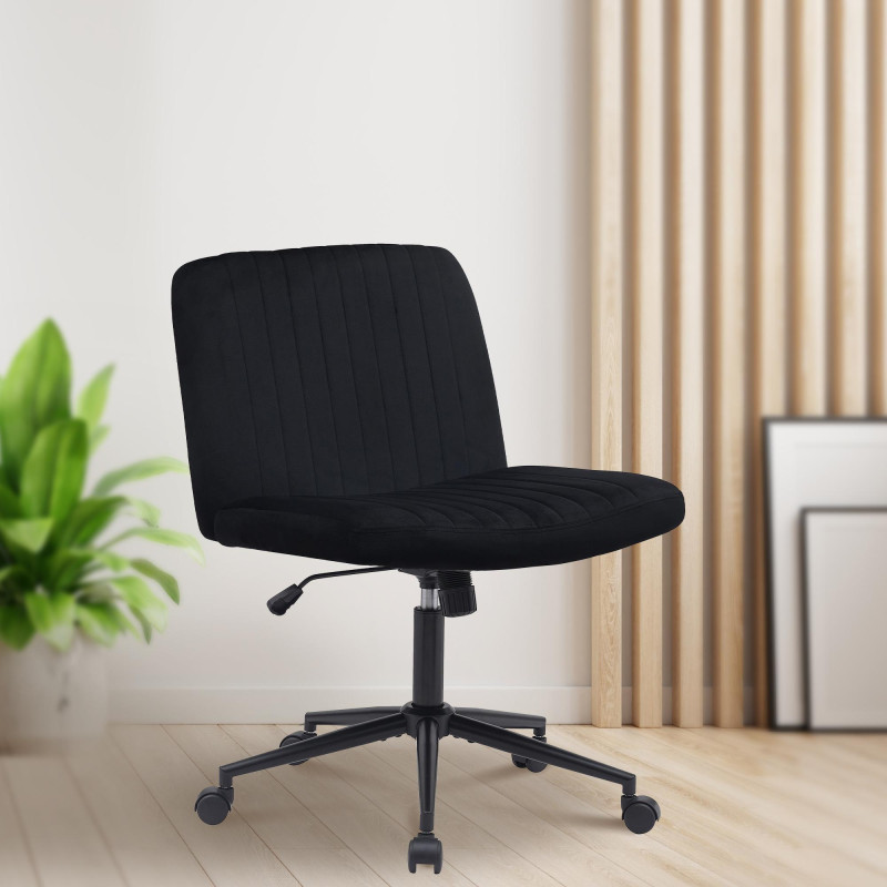 Fauteuil de bureau Kingman en velours noir
