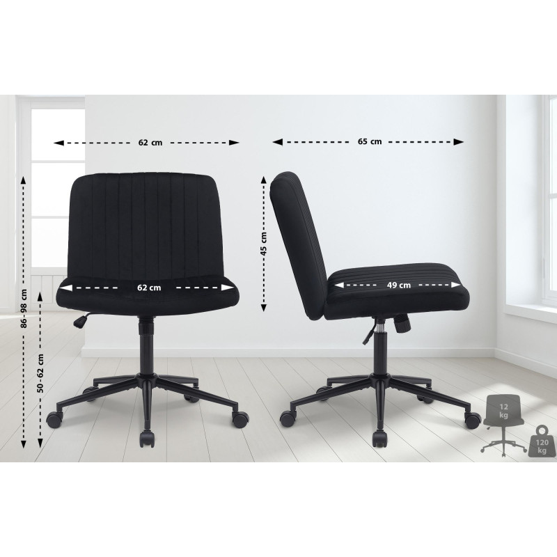 Fauteuil de bureau Kingman en velours noir