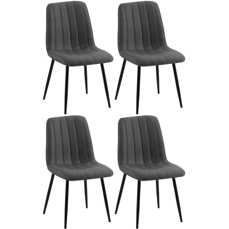 Lot de 4 chaises Dijon tissu gris foncé