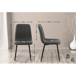 Lot de 4 chaises Dijon tissu gris foncé