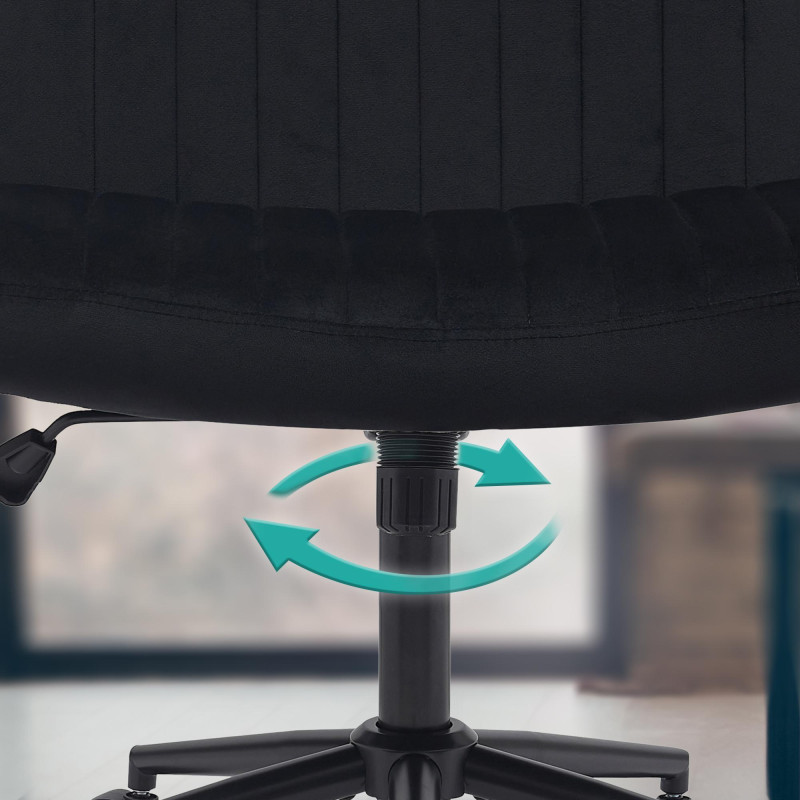 Fauteuil de bureau Kingman, velours, noir