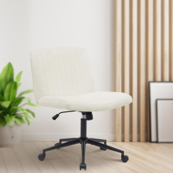 Fauteuil de bureau Kingman, velours, crème