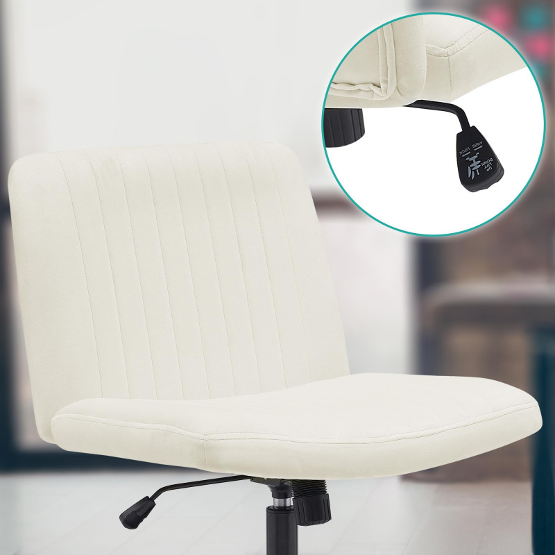 Fauteuil de bureau Kingman, velours, crème