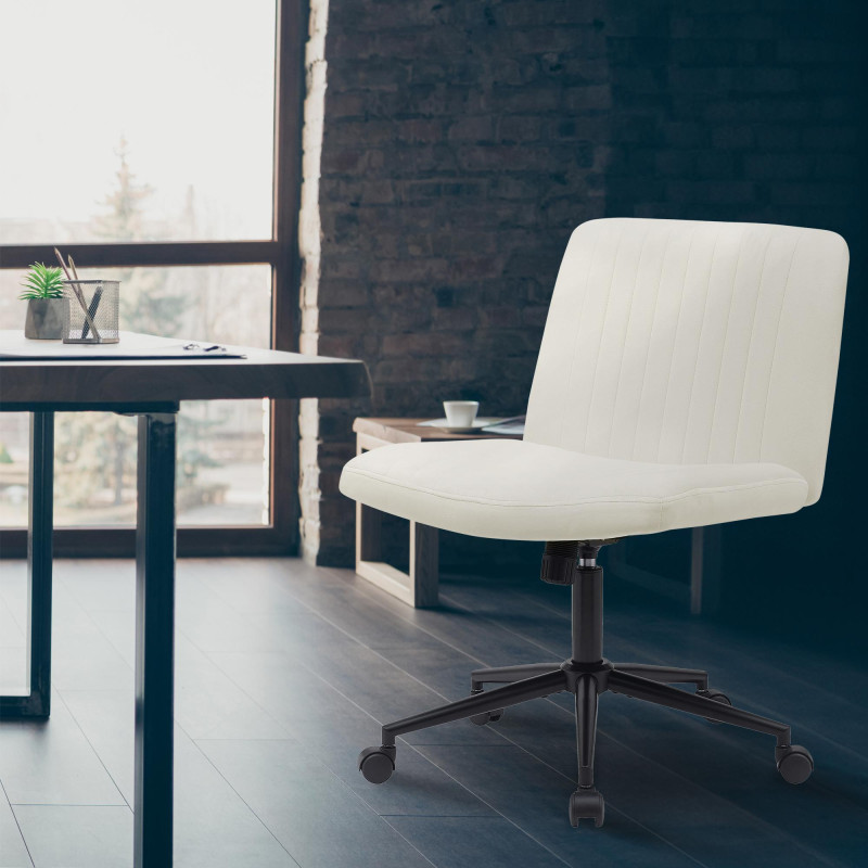 Fauteuil de bureau Kingman, velours, crème