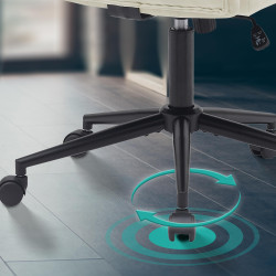 Fauteuil de bureau Kingman, velours, crème