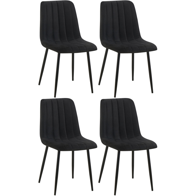 Lot de 4 chaises Dijon tissu noir