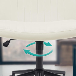 Fauteuil de bureau Kingman, velours, crème