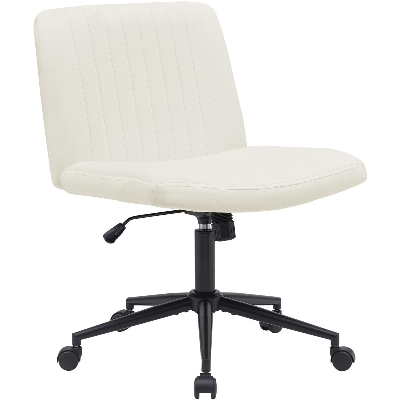 Fauteuil de bureau Kingman, velours, crème