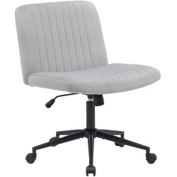 Fauteuil de bureau en velours Kingman gris clair