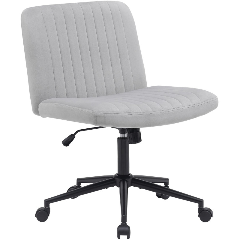 Fauteuil de bureau Kingman, velours, gris clair