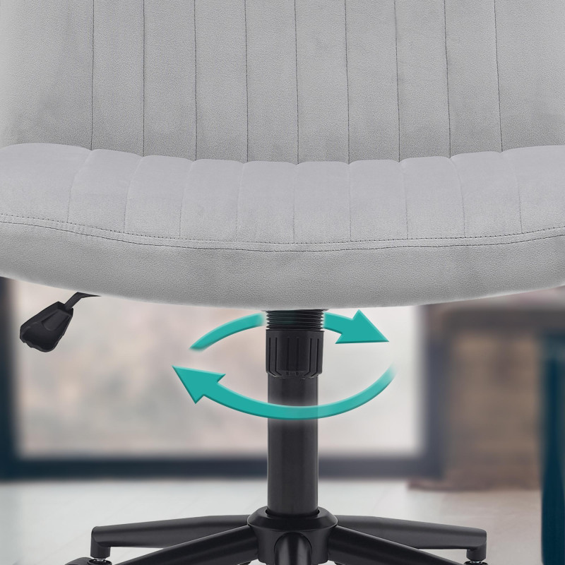 Fauteuil de bureau en velours Kingman gris clair